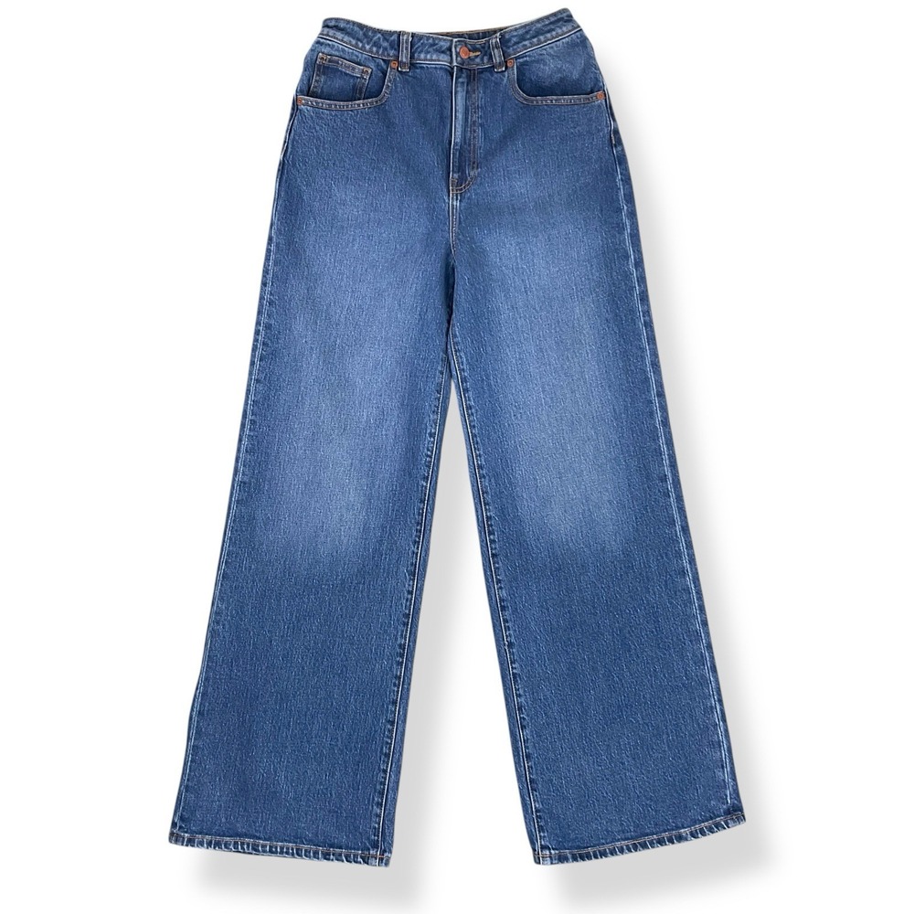 PINK Victorias Secret Jeans Women 8 (27x30.5) Blue Wide Leg High Rise Denim EUC